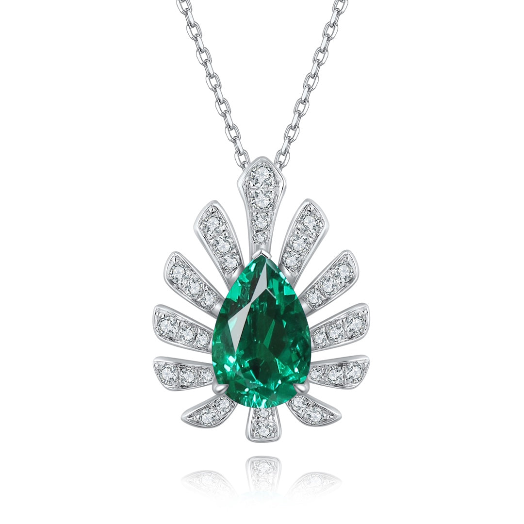 Pirmiana New Fashion 2.86ct Lab Grown Emerald Necklace S925 Silver Jewelry for Woman Gift Pendants