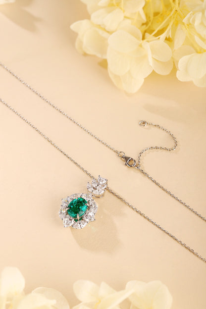 Pirmiana New Fashion 2.45ct Lab Grown Emerald Necklace S925 Silver Jewelry for Woman Gift Pendants