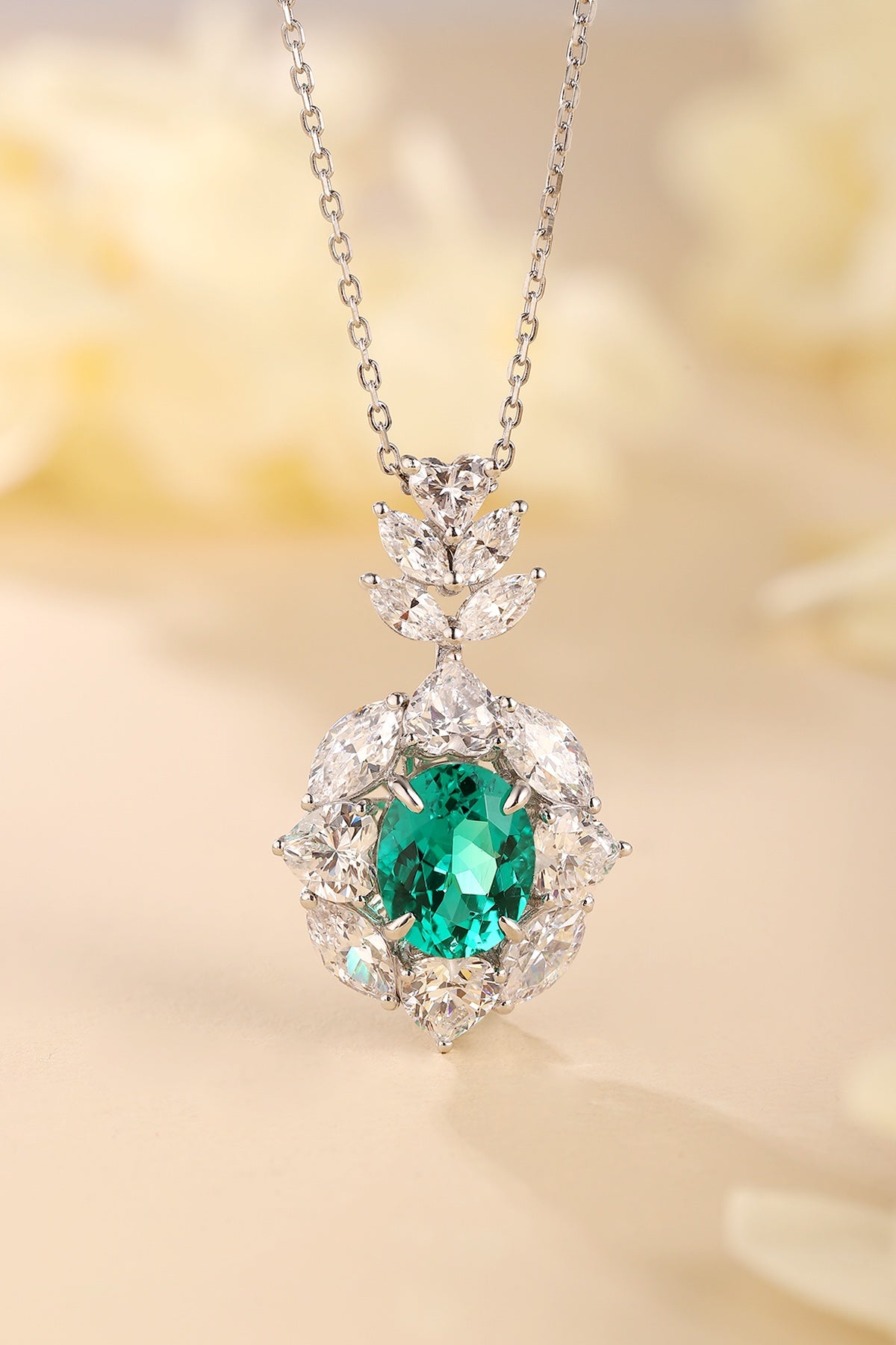 Pirmiana New Fashion 2.45ct Lab Grown Emerald Necklace S925 Silver Jewelry for Woman Gift Pendants