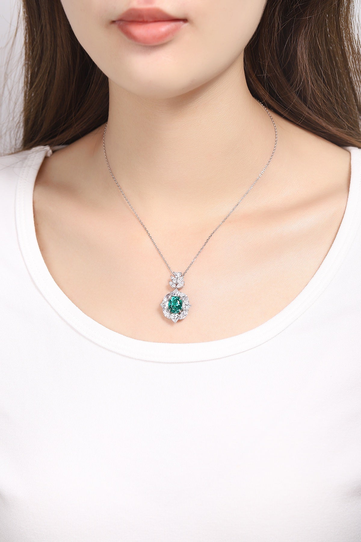 Pirmiana New Fashion 2.45ct Lab Grown Emerald Necklace S925 Silver Jewelry for Woman Gift Pendants
