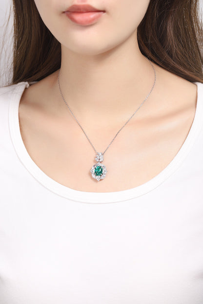 Pirmiana New Fashion 2.45ct Lab Grown Emerald Necklace S925 Silver Jewelry for Woman Gift Pendants