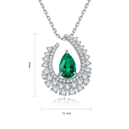 Pirmiana New Fashion 1.91ct Lab Grown Emerald Necklace S925 Silver Jewelry for Woman Gift Pendants