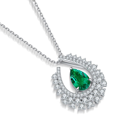 Pirmiana New Fashion 1.91ct Lab Grown Emerald Necklace S925 Silver Jewelry for Woman Gift Pendants