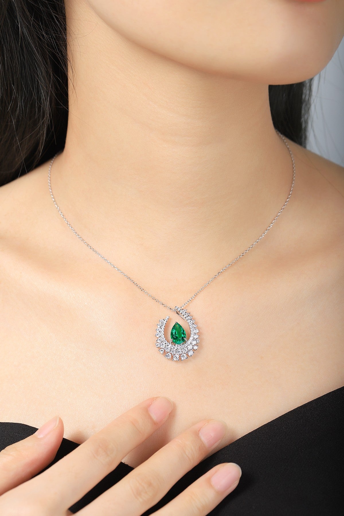Pirmiana New Fashion 1.91ct Lab Grown Emerald Necklace S925 Silver Jewelry for Woman Gift Pendants