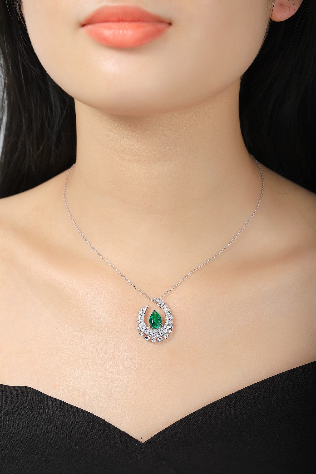 Pirmiana New Fashion 1.91ct Lab Grown Emerald Necklace S925 Silver Jewelry for Woman Gift Pendants