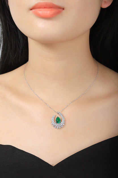 Pirmiana New Fashion 1.91ct Lab Grown Emerald Necklace S925 Silver Jewelry for Woman Gift Pendants