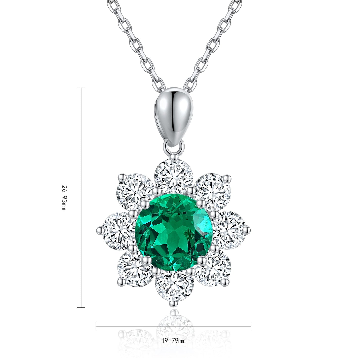 Pirmiana New Fashion 2.522ct Lab Grown Emerald Necklace S925 Silver Jewelry for Woman Gift Pendants
