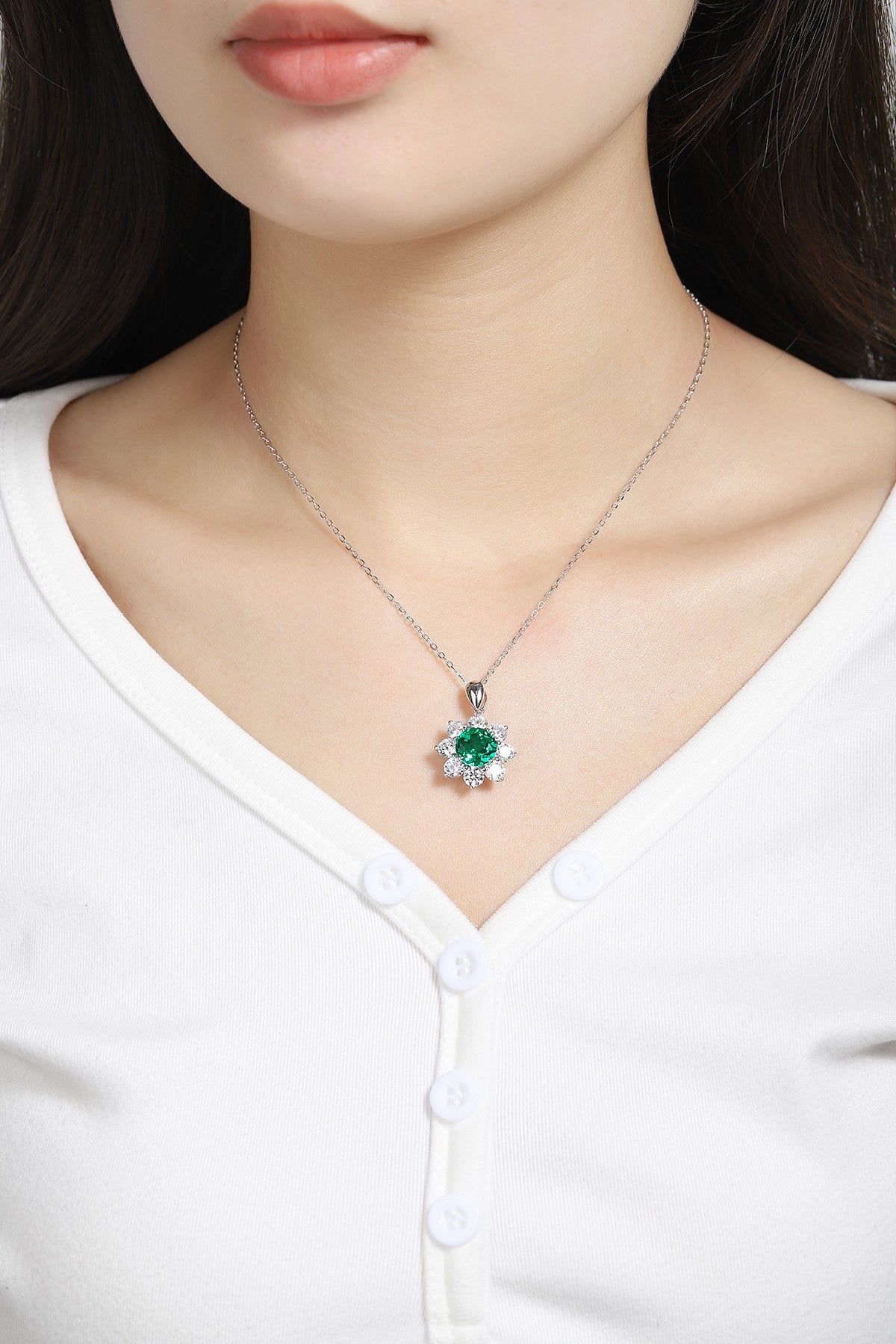 Pirmiana New Fashion 2.522ct Lab Grown Emerald Necklace S925 Silver Jewelry for Woman Gift Pendants