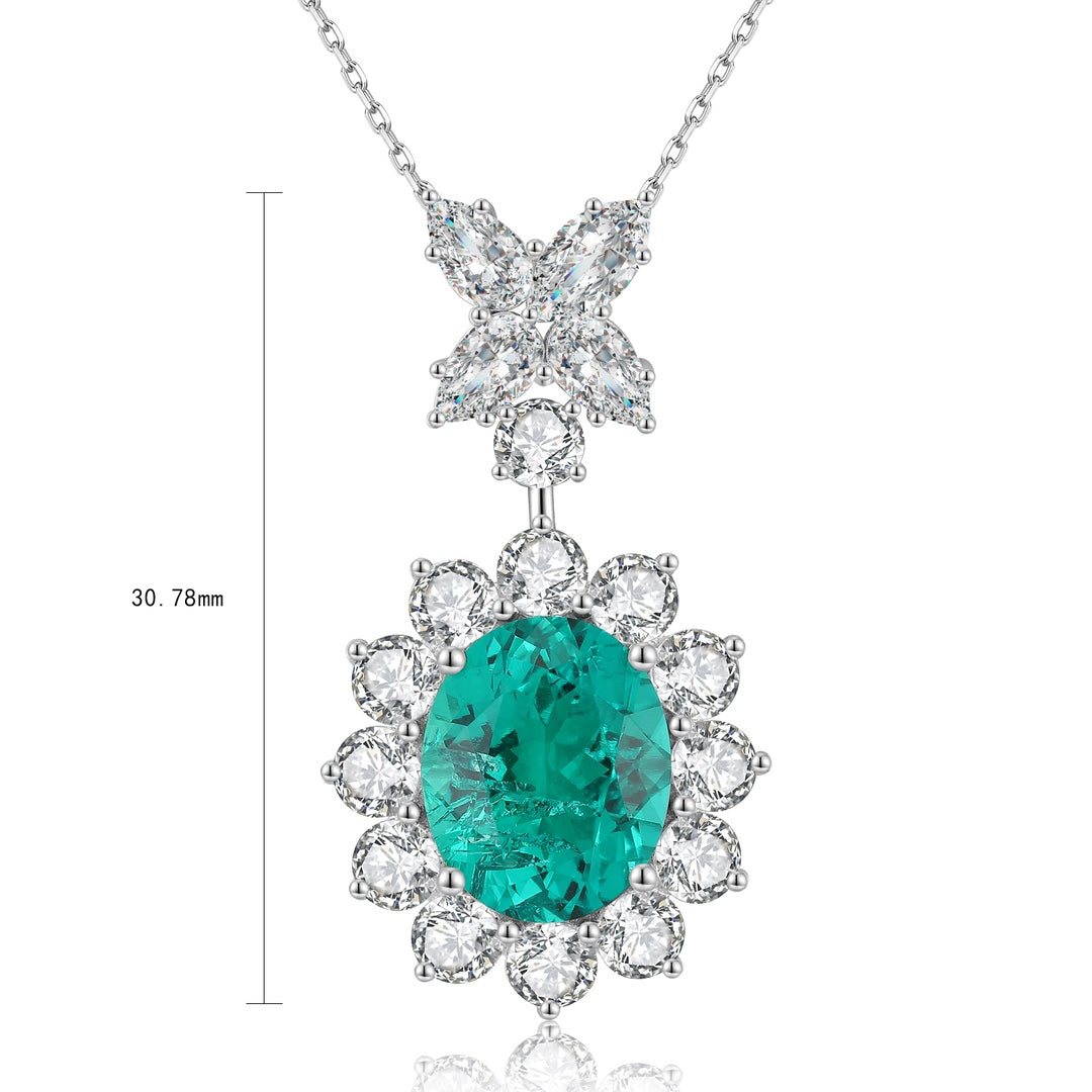 Pirmiana New Fashion 3.42ct Lab Grown Emerald Necklace S925 Silver Jewelry for Woman Gift Pendants