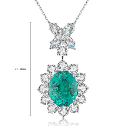 Pirmiana New Fashion 3.42ct Lab Grown Emerald Necklace S925 Silver Jewelry for Woman Gift Pendants