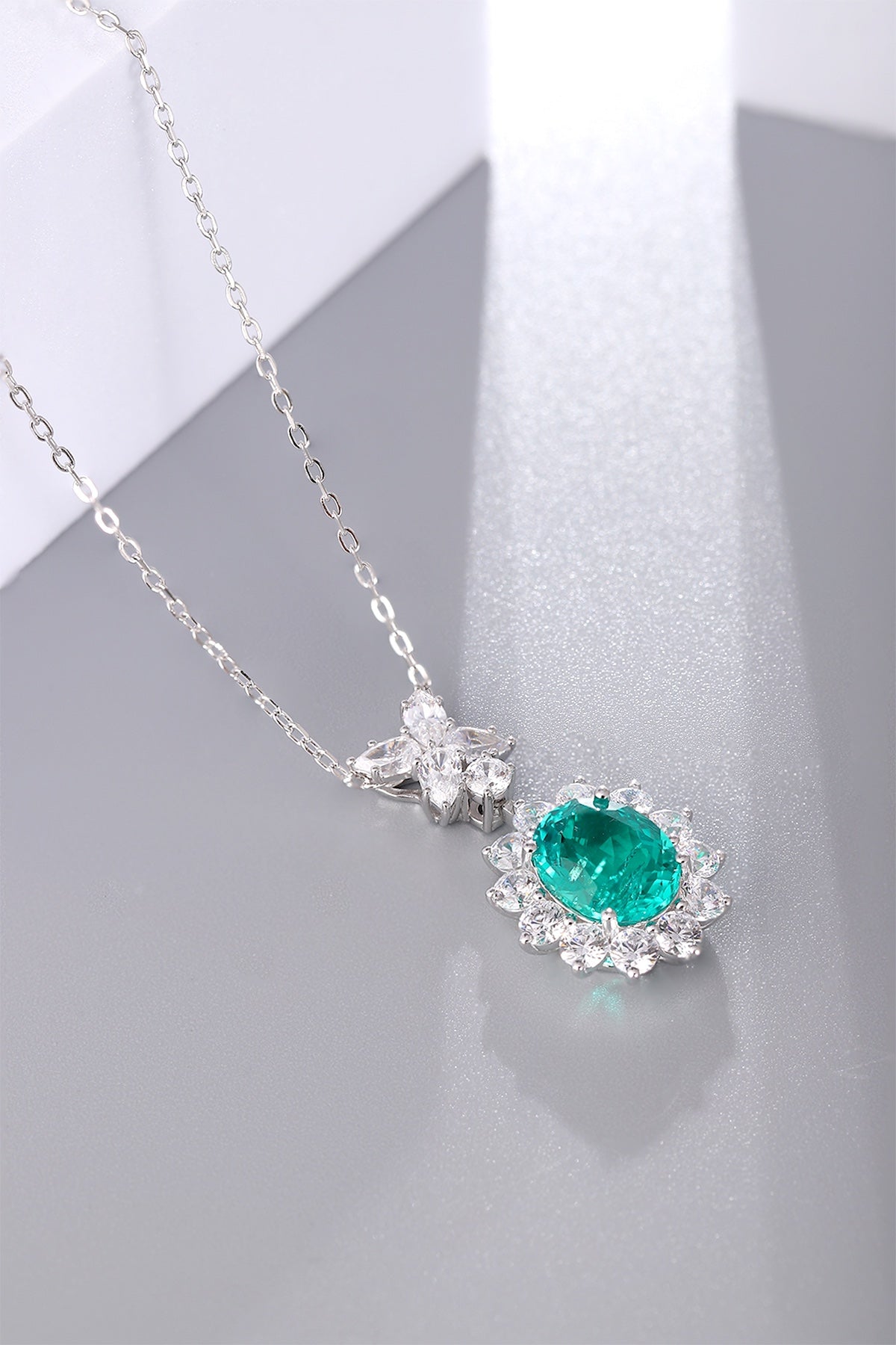 Pirmiana New Fashion 3.42ct Lab Grown Emerald Necklace S925 Silver Jewelry for Woman Gift Pendants