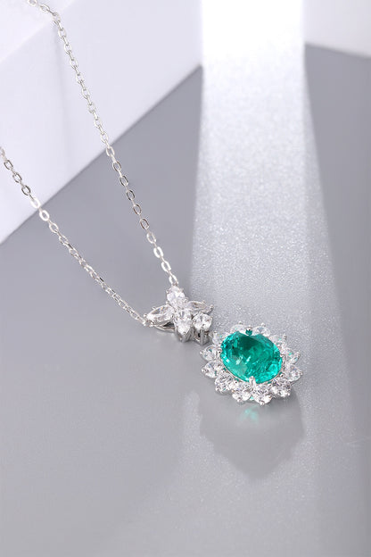 Pirmiana New Fashion 3.42ct Lab Grown Emerald Necklace S925 Silver Jewelry for Woman Gift Pendants
