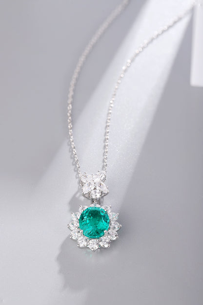 Pirmiana New Fashion 3.42ct Lab Grown Emerald Necklace S925 Silver Jewelry for Woman Gift Pendants