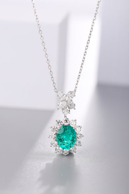Pirmiana New Fashion 3.42ct Lab Grown Emerald Necklace S925 Silver Jewelry for Woman Gift Pendants