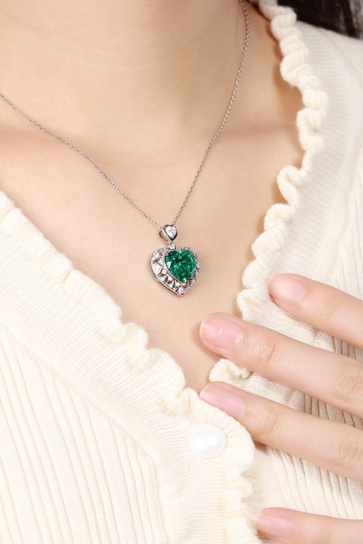 Pirmiana New Fashion 3.42ct Lab Grown Emerald Necklace S925 Silver Jewelry for Woman Gift Pendants