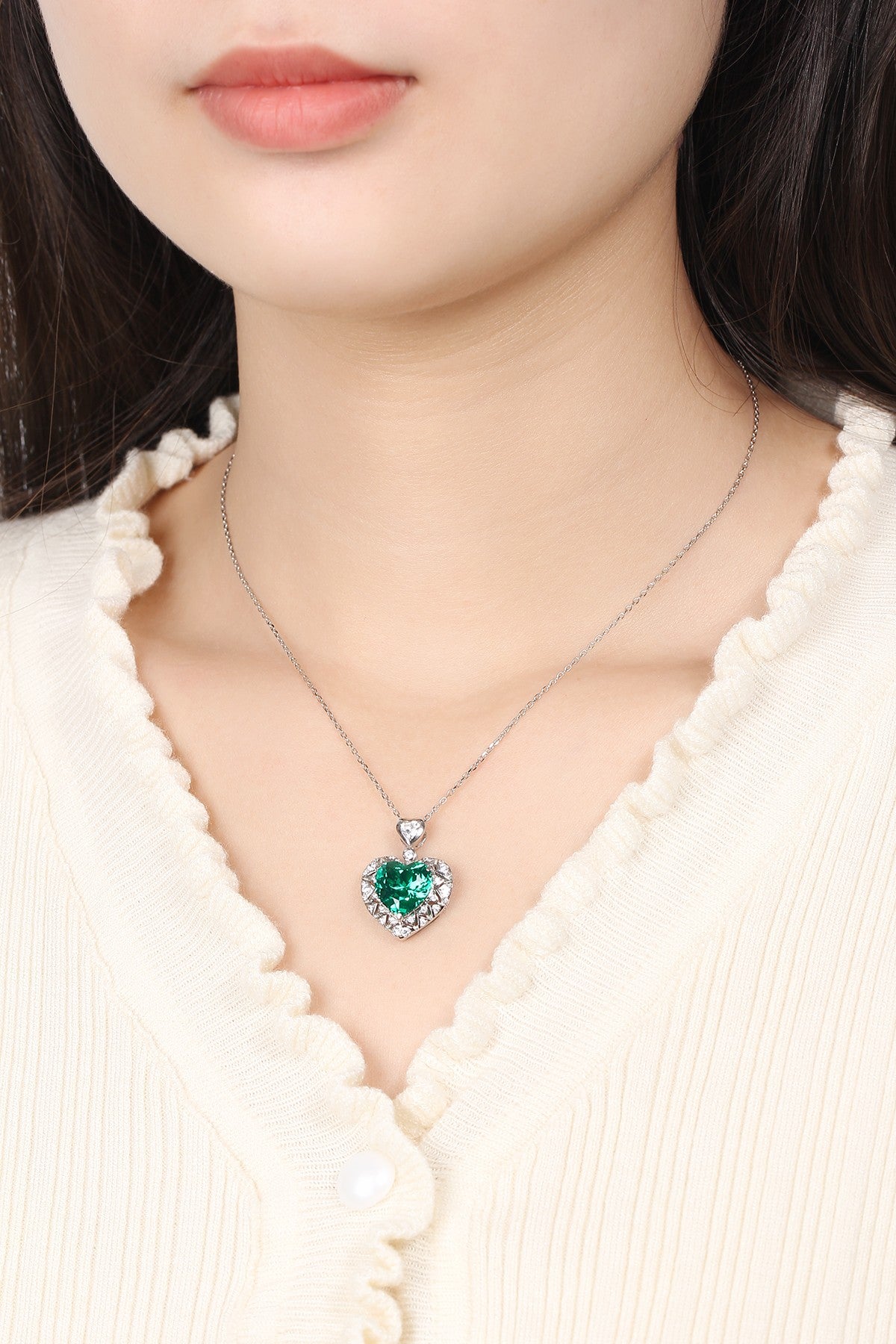 Pirmiana New Fashion 3.42ct Lab Grown Emerald Necklace S925 Silver Jewelry for Woman Gift Pendants
