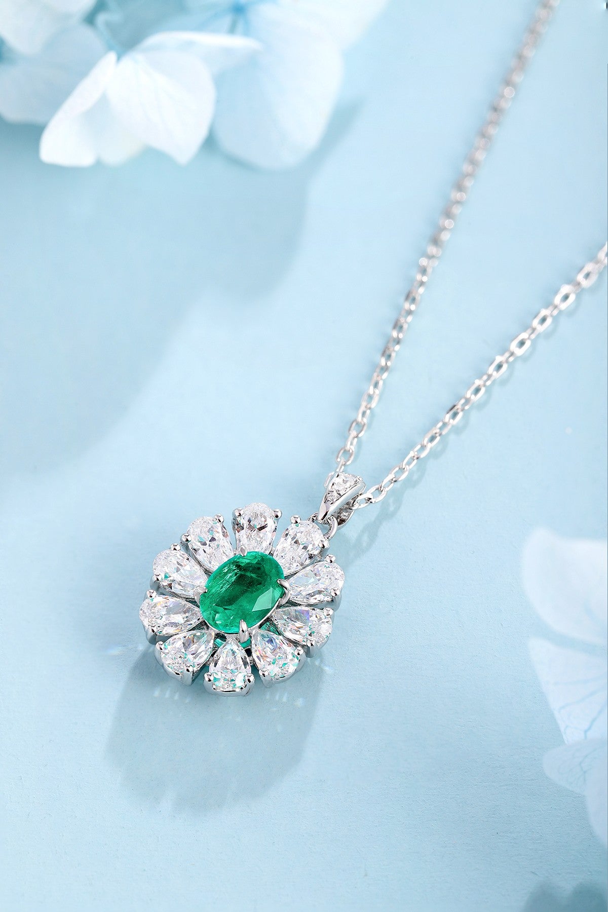 Pirmiana New Fashion 0.72ct Lab Grown Emerald Necklace S925 Silver Jewelry for Woman Gift Pendants