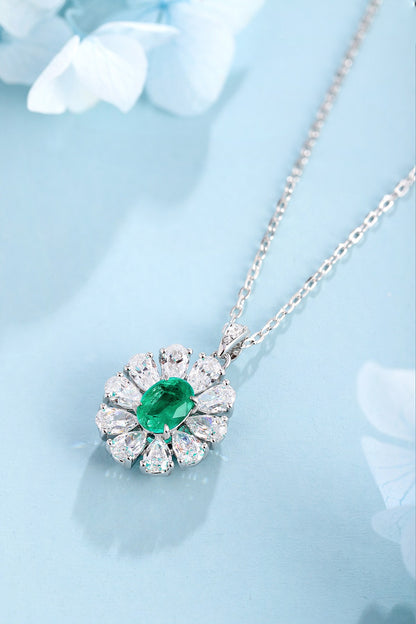 Pirmiana New Fashion 0.72ct Lab Grown Emerald Necklace S925 Silver Jewelry for Woman Gift Pendants