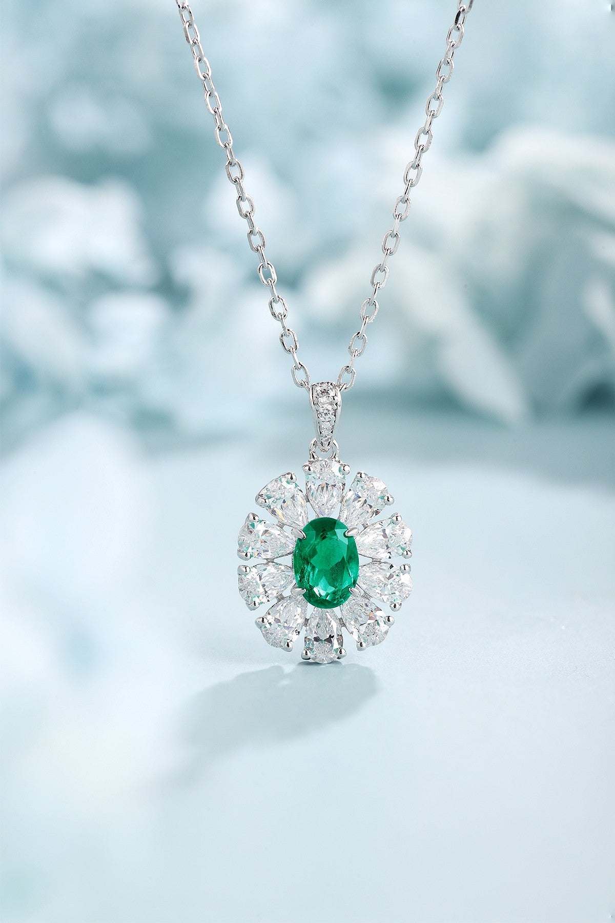 Pirmiana New Fashion 0.72ct Lab Grown Emerald Necklace S925 Silver Jewelry for Woman Gift Pendants