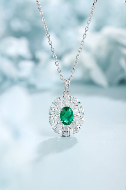 Pirmiana New Fashion 0.72ct Lab Grown Emerald Necklace S925 Silver Jewelry for Woman Gift Pendants