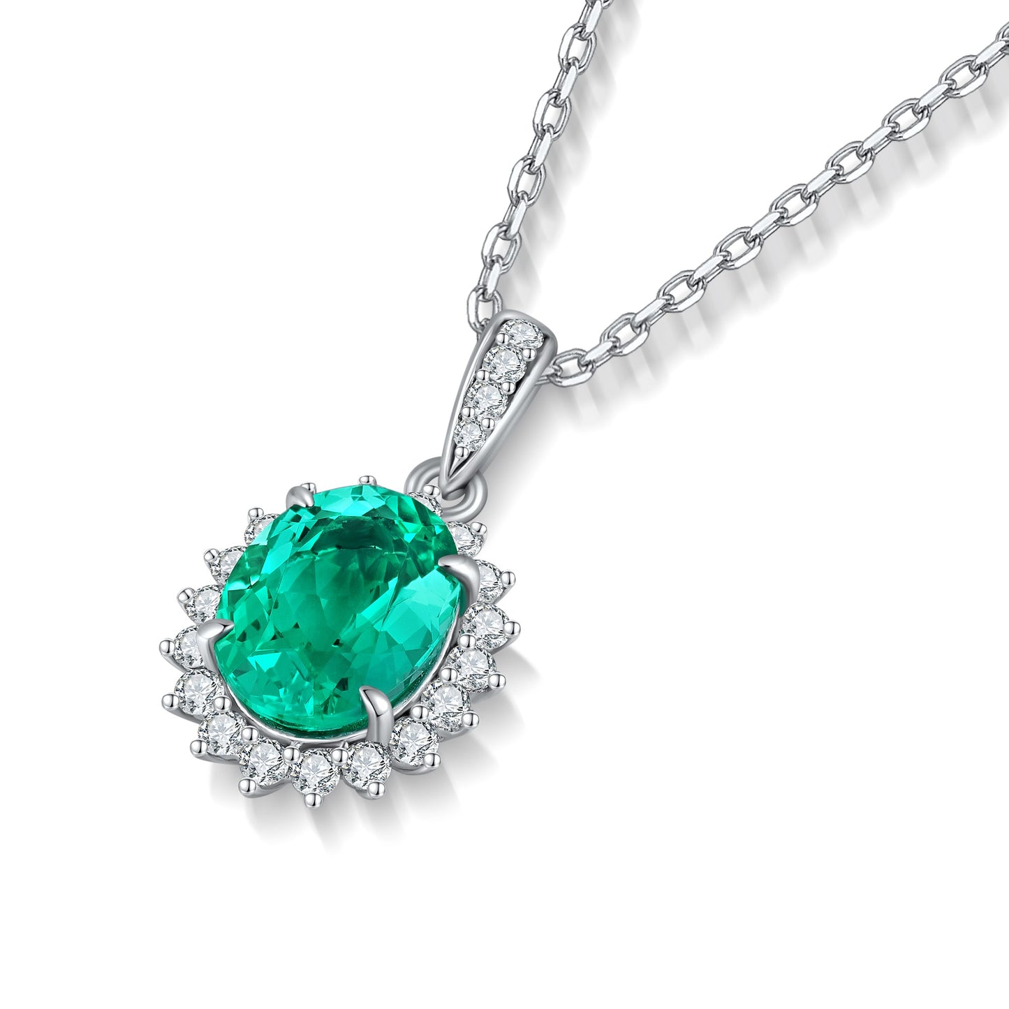 Pirmiana New Fashion 1.43ct Lab Grown Emerald Necklace S925 Silver Jewelry for Woman Gift Pendants