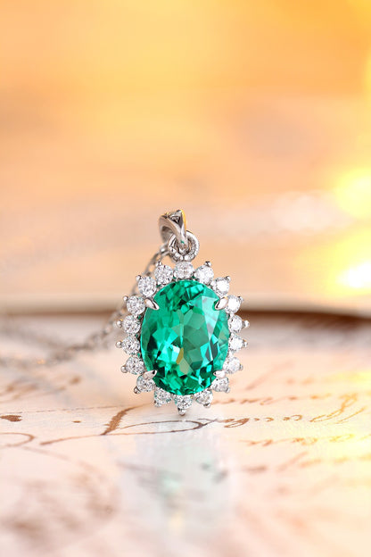 Pirmiana New Fashion 1.43ct Lab Grown Emerald Necklace S925 Silver Jewelry for Woman Gift Pendants