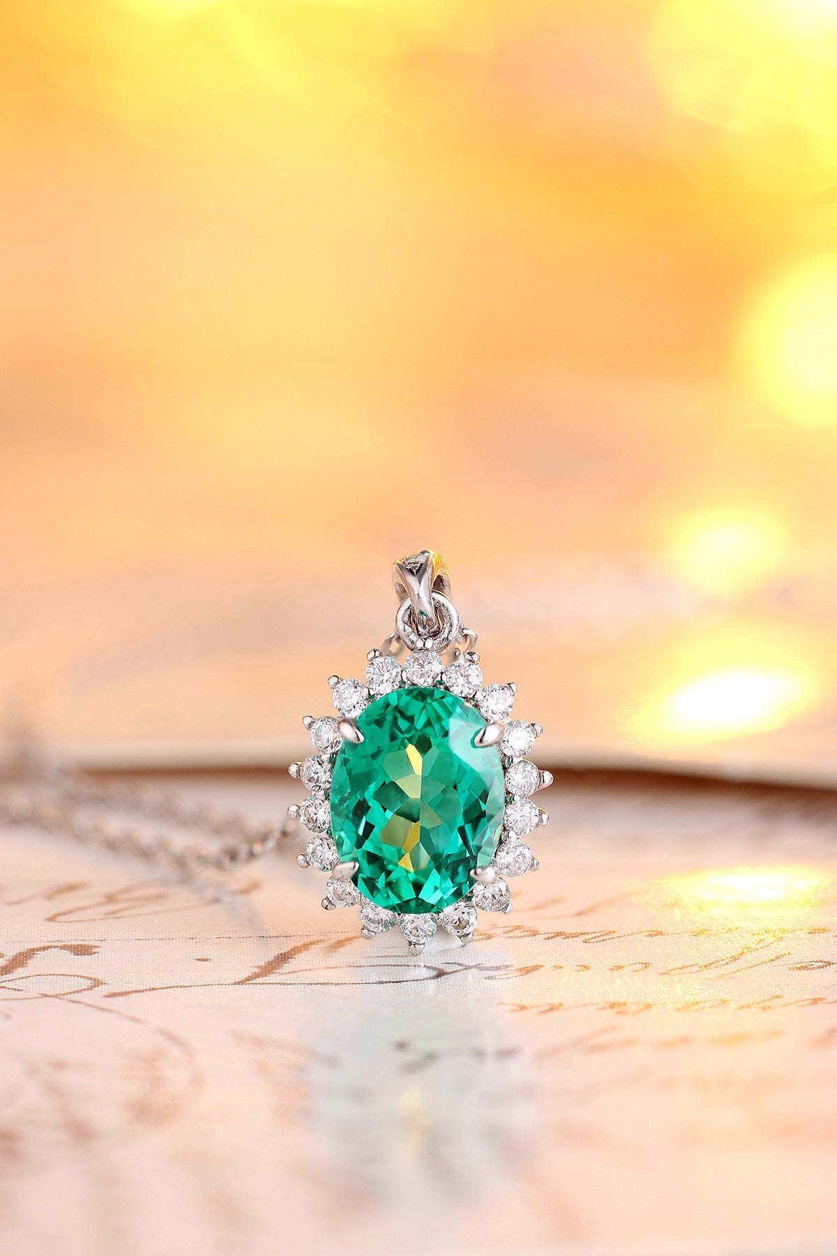 Pirmiana New Fashion 1.43ct Lab Grown Emerald Necklace S925 Silver Jewelry for Woman Gift Pendants
