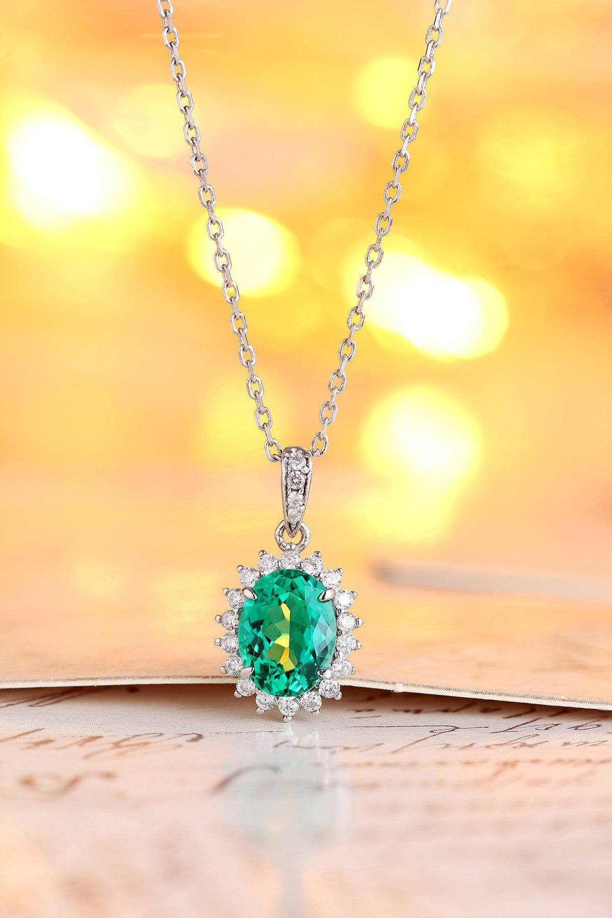 Pirmiana New Fashion 1.43ct Lab Grown Emerald Necklace S925 Silver Jewelry for Woman Gift Pendants