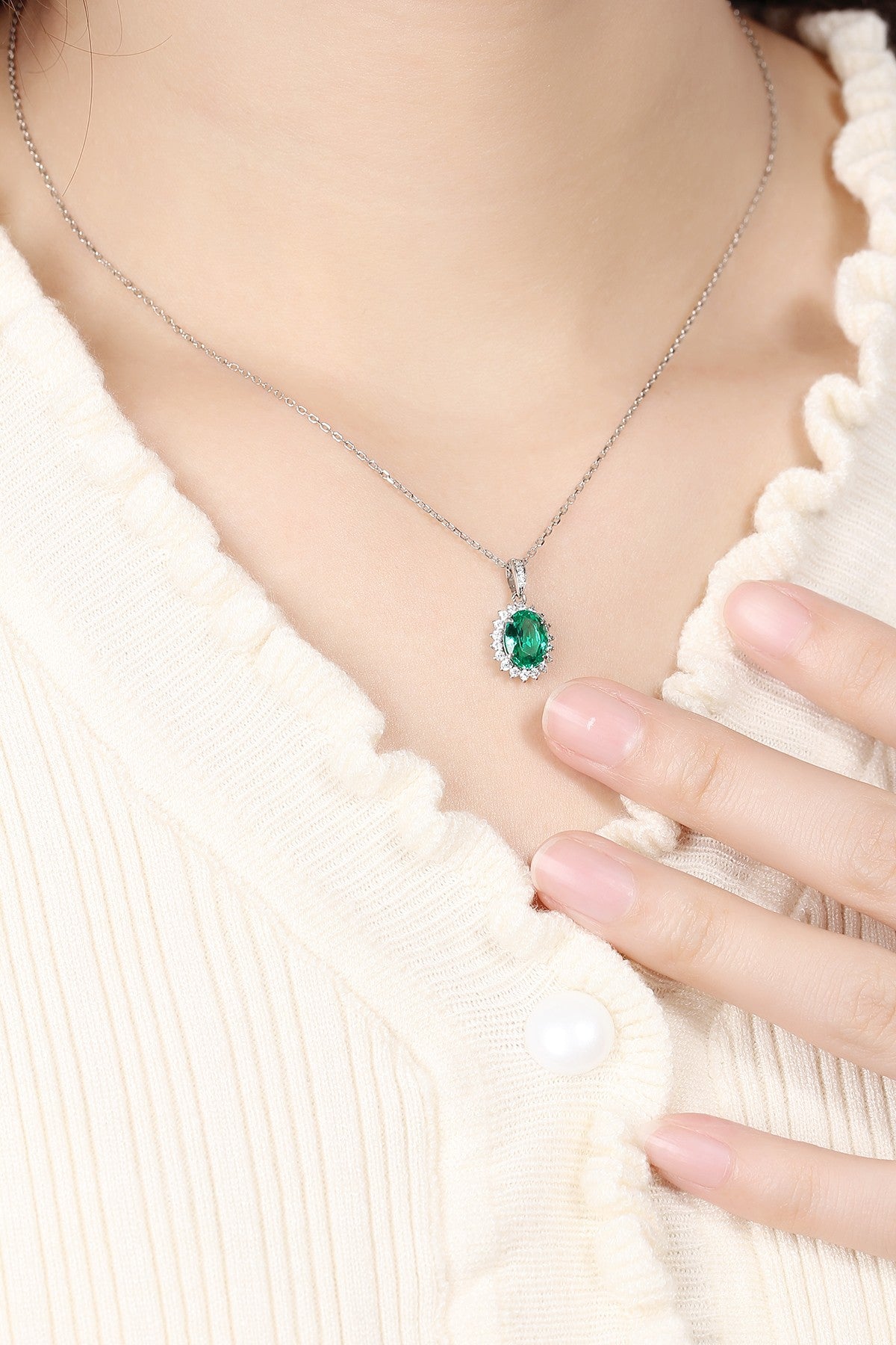 Pirmiana New Fashion 1.43ct Lab Grown Emerald Necklace S925 Silver Jewelry for Woman Gift Pendants