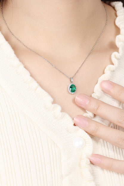 Pirmiana New Fashion 1.43ct Lab Grown Emerald Necklace S925 Silver Jewelry for Woman Gift Pendants