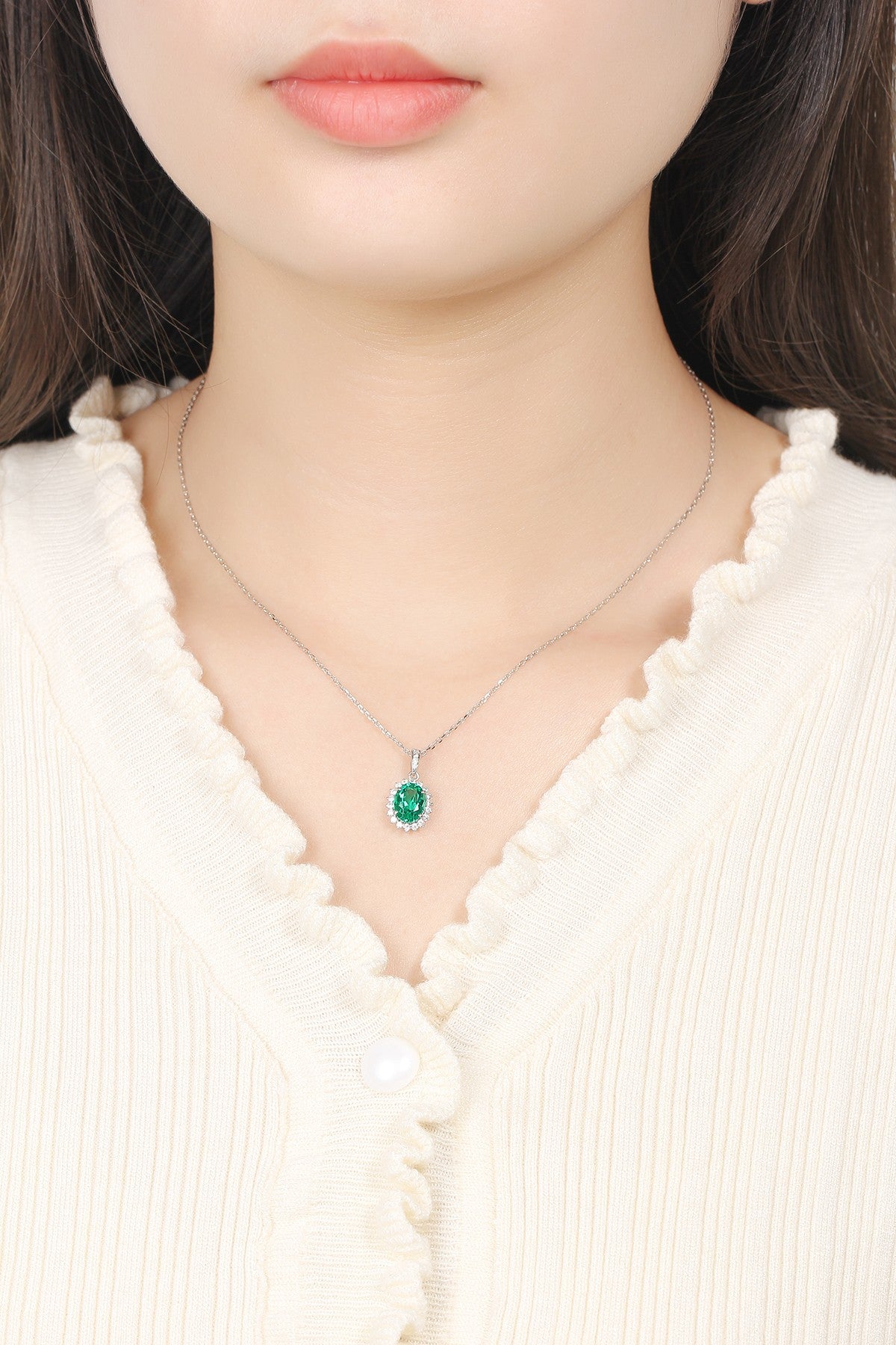 Pirmiana New Fashion 1.43ct Lab Grown Emerald Necklace S925 Silver Jewelry for Woman Gift Pendants