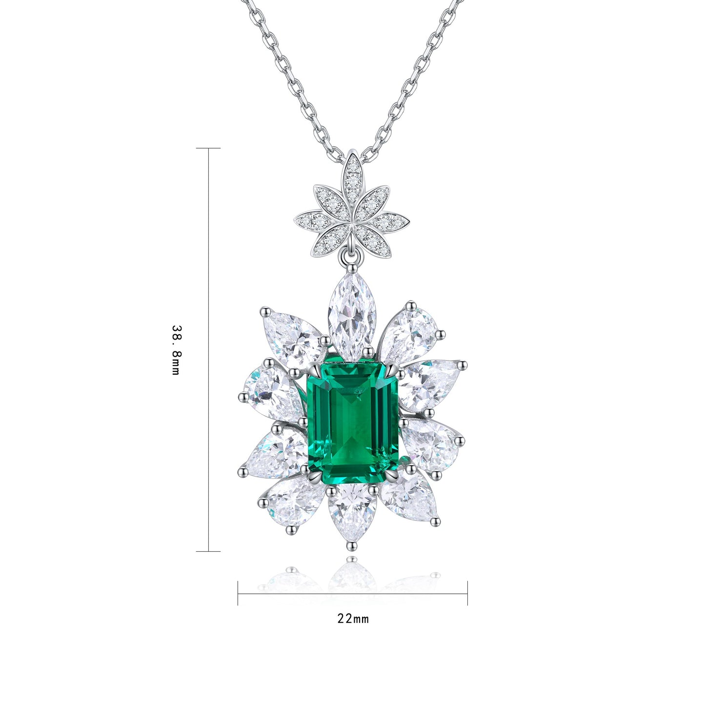 Pirmiana New Fashion 3.392ct Lab Grown Emerald Necklace S925 Silver Jewelry for Woman Gift Pendants