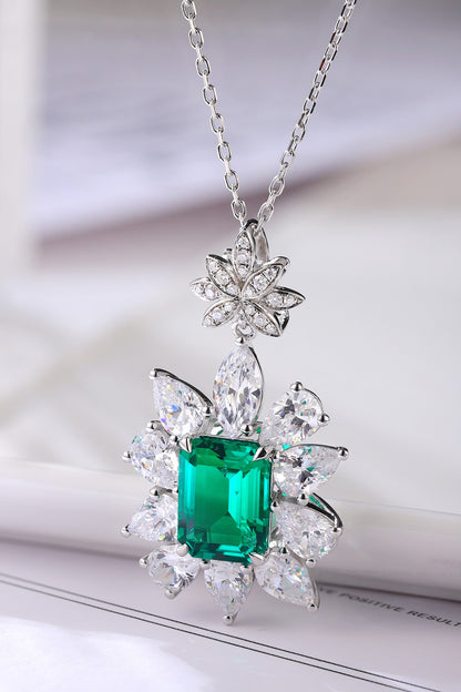 Pirmiana New Fashion 3.392ct Lab Grown Emerald Necklace S925 Silver Jewelry for Woman Gift Pendants