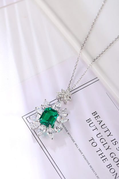 Pirmiana New Fashion 3.392ct Lab Grown Emerald Necklace S925 Silver Jewelry for Woman Gift Pendants