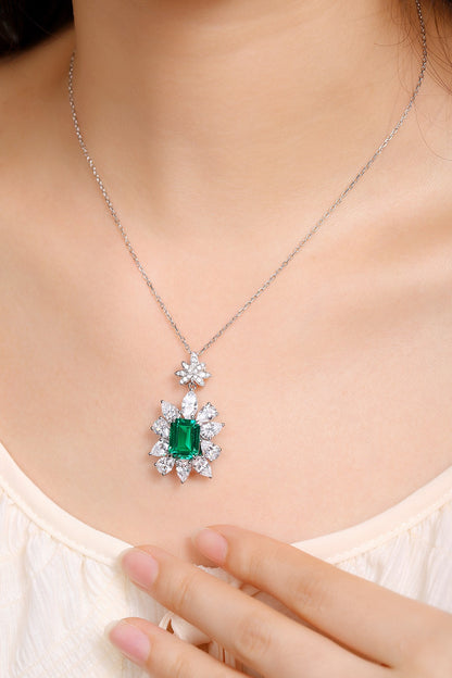 Pirmiana New Fashion 3.392ct Lab Grown Emerald Necklace S925 Silver Jewelry for Woman Gift Pendants
