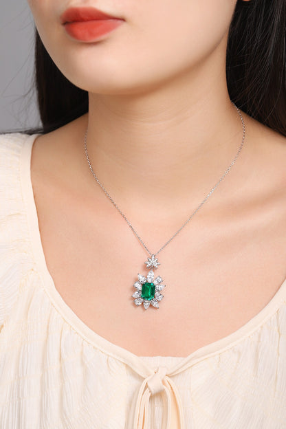 Pirmiana New Fashion 3.392ct Lab Grown Emerald Necklace S925 Silver Jewelry for Woman Gift Pendants