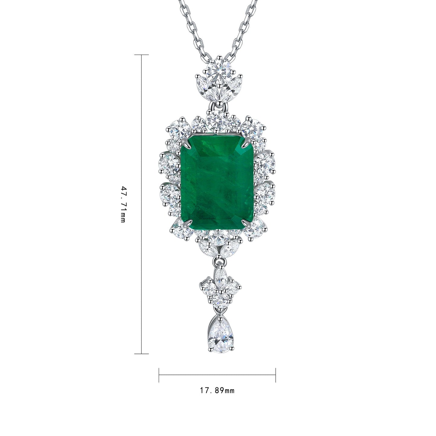 Pirmiana New Fashion 9.56ct Lab Grown Emerald Necklace S925 Silver Jewelry for Woman Gift Pendants