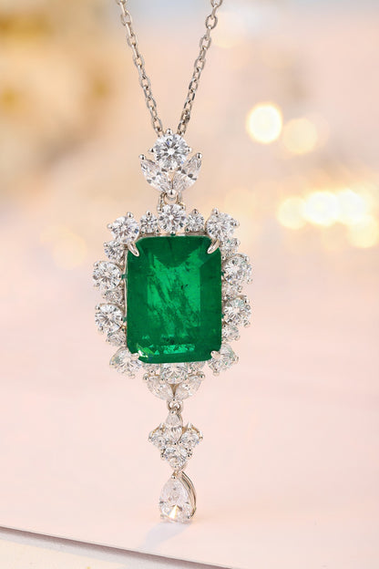 Pirmiana New Fashion 9.56ct Lab Grown Emerald Necklace S925 Silver Jewelry for Woman Gift Pendants