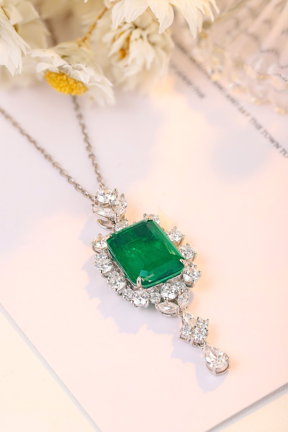 Pirmiana New Fashion 9.56ct Lab Grown Emerald Necklace S925 Silver Jewelry for Woman Gift Pendants