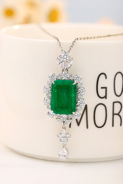 Pirmiana New Fashion 9.56ct Lab Grown Emerald Necklace S925 Silver Jewelry for Woman Gift Pendants