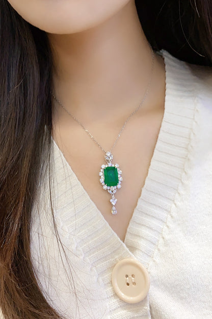 Pirmiana New Fashion 9.56ct Lab Grown Emerald Necklace S925 Silver Jewelry for Woman Gift Pendants