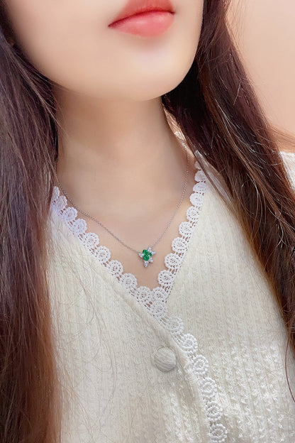 Pirmiana New Fashion 1.03ct Lab Grown Emerald Necklace S925 Silver Jewelry for Woman Gift Pendants