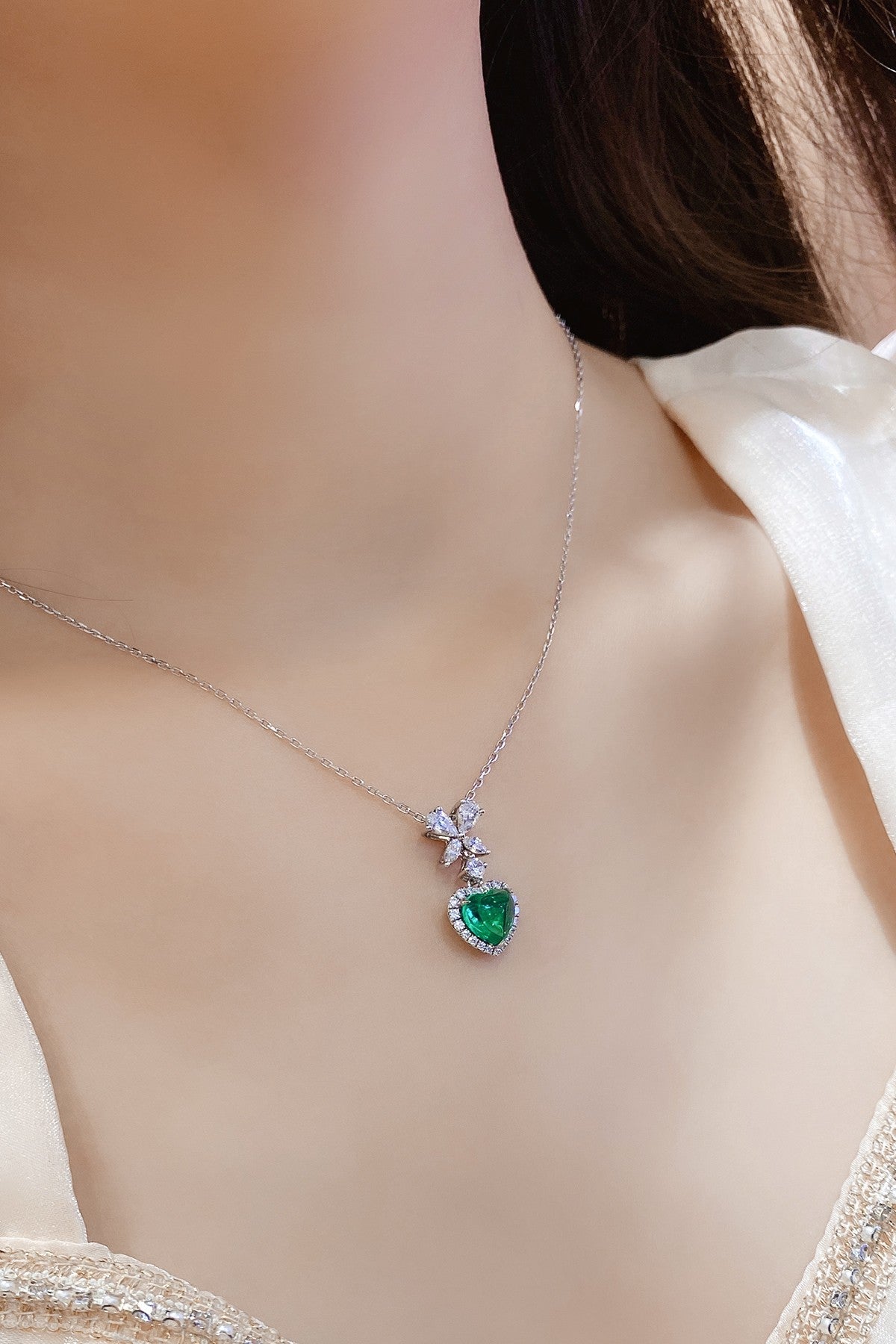 Pirmiana New Fashion 1.39ct Lab Grown Emerald Necklace S925 Silver Jewelry for Woman Gift Pendants