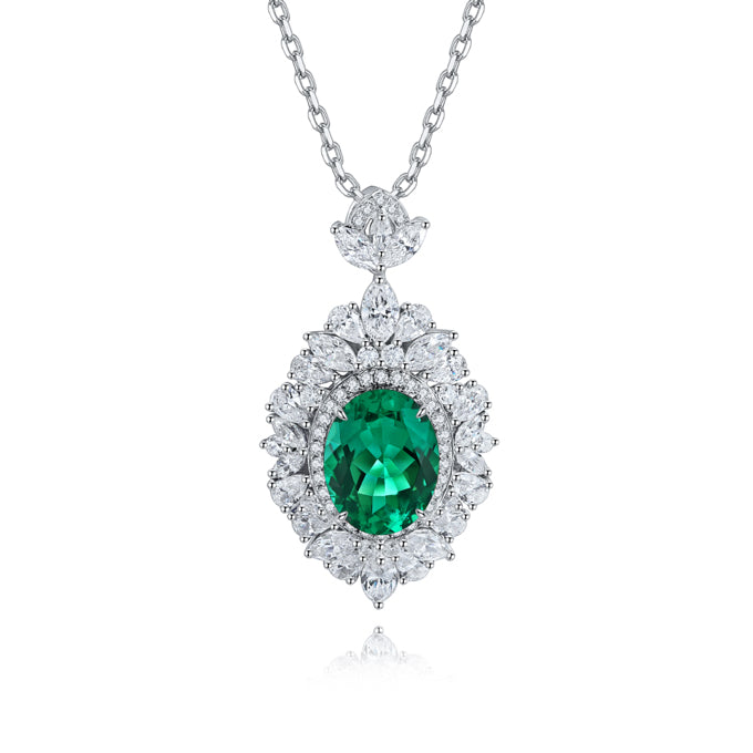Pirmiana New Fashion 2.12ct Lab Grown Emerald Necklace S925 Silver Jewelry for Woman Gift Pendants