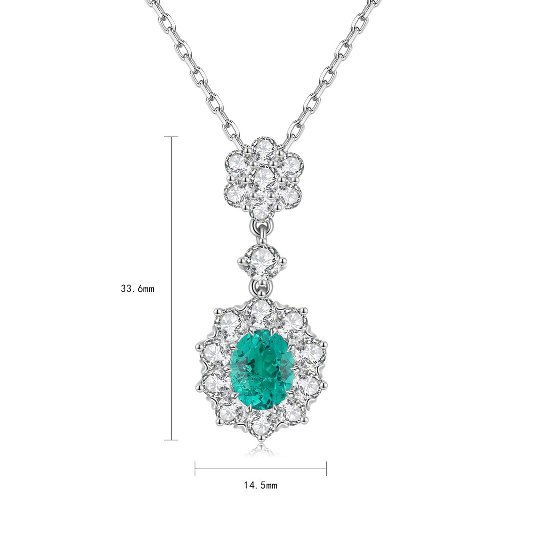 Pirmiana New Fashion 1.78ct Lab Grown Emerald Necklace S925 Silver Jewelry for Woman Gift Pendants