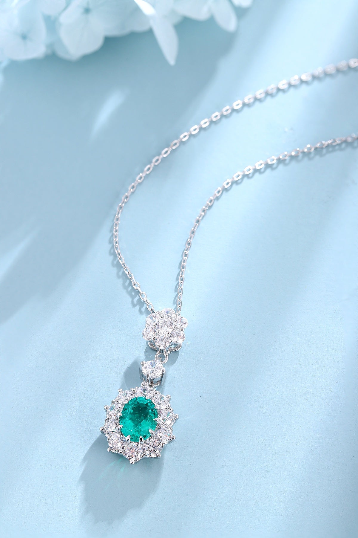 Pirmiana New Fashion 1.78ct Lab Grown Emerald Necklace S925 Silver Jewelry for Woman Gift Pendants