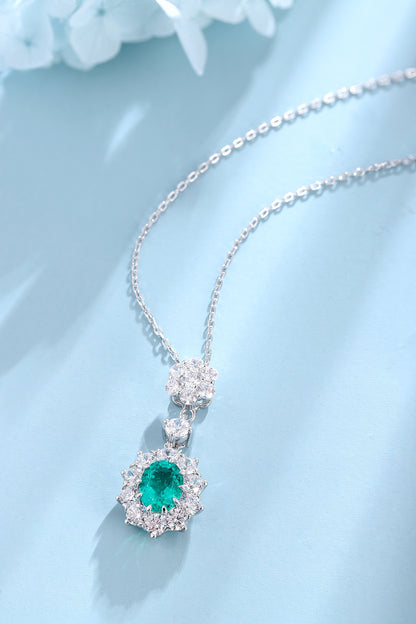 Pirmiana New Fashion 1.78ct Lab Grown Emerald Necklace S925 Silver Jewelry for Woman Gift Pendants