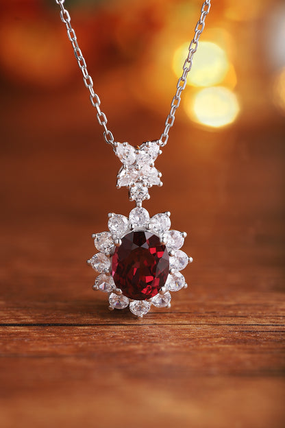 Pirmiana Fashion 5.165ct Natural Garnet Necklace S925 Silver Jewelry Engagement Gift Women