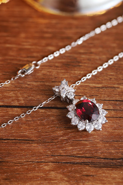 Pirmiana Fashion 5.165ct Natural Garnet Necklace S925 Silver Jewelry Engagement Gift Women