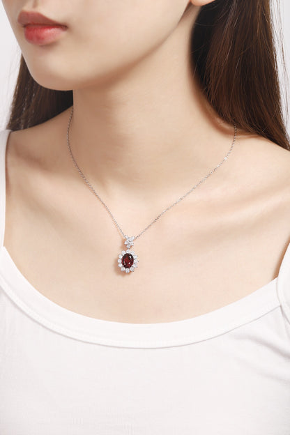 Pirmiana Fashion 5.165ct Natural Garnet Necklace S925 Silver Jewelry Engagement Gift Women